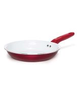 8" Ceramic Fry Pan; Red Candy Red / White