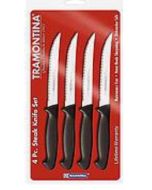 4 piece 5" Steak Knife Set SS w/ Black Handle