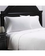 T-250 Millennium STRIPE Queen Flat 95x125; White w/Green hem thread; Finished Size: 92x119; 60/40 blend