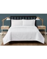 Coverlet: HD Resort Style QUEEN 96 x 96; White 1" Square Quilted w/ 2" Hemmed Border