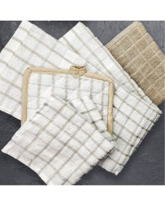 Premium Dish Cloth TAN/White checked 12 x 12  1.3#;