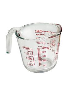 Glass: 2 cup Measuring Cup w/Red Letters (Anchor Hocking)