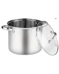 8qt. Stock Pot Stainless Steel with Glass Lid