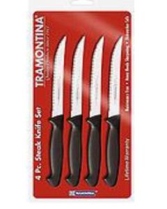 4 piece 5" Steak Knife Set SS w/ Black Handle