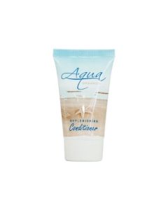 Aqua Organics Conditioner, green tea scented for a refreshing cleanse. Enriched with aloe, honey & olive oil. Paraben / Gluten-free. 1 fl. oz. tubes in case, ideal for eco-friendly hospitality. Case of 300