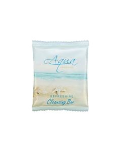 Aqua Organics Facial Bar, green tea scented for a refreshing cleanse. Enriched with aloe, honey & olive oil. Paraben / Gluten-free. .75 oz. bar in case, ideal for eco-friendly hospitality. Case of 1000