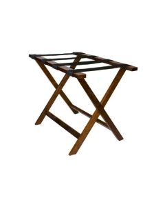 Luggage Rack (folding) Walnut - durable hardwood with rich finish, folds for compact storage. A premium guest room amenity for resorts, hotels & vacation rentals. Case of 4.