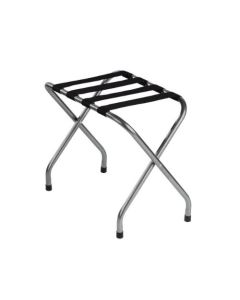 Hammertone Finish Luggage Rack - durable 1" steel frame, black webbing, and non-marking feet. Ideal for vacation rental amenities and hotel guest rooms. Case of 4.