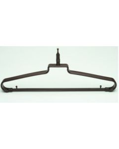 Brown Plastic Tubular Hanger with Ball Top â€“ Durable, anti-theft design ideal for hotels, vacation rental amenities & bulk hotel supplies. Eco-conscious, sleek & sturdy. Case of 72.
