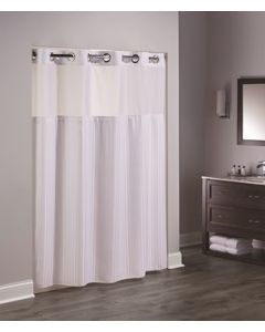Hookless Double H WHITE Shower Curtain: 71x74 w/short Snap In Liner