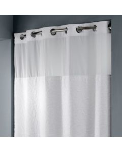 Hookless Coral WHITE Shower Curtain 71x77 w/liner