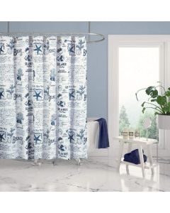 Shower Curtain Beach Life Navy