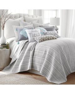 Quilt Set: Bondi Stripe Grey -TWIN, w/1 Standard Sham