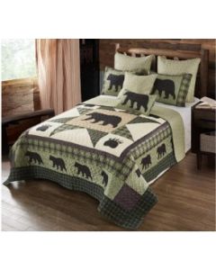 Quilt set: Bear Star King quilt; includes 2 shams; packaged in clear zippered poly bag