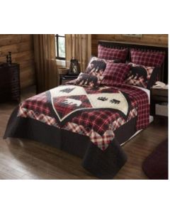 Quilt set: Diamond Bear Lodge King quilt; includes 2 shams; packaged in clear zippered poly bag