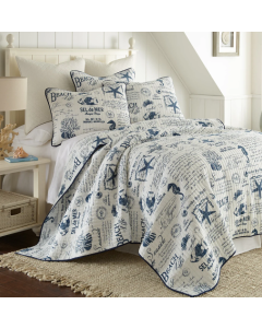 Quilt Set: Beach Life Navy -TWIN ,w/1 Standard Sham