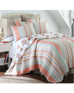 Quilt Set: Coral Brighton -FULL/QUEEN ,w/2 Standard Shams