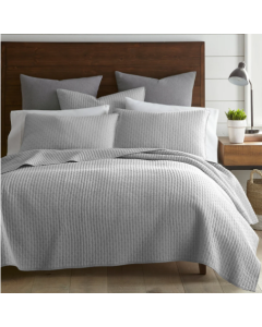 Quilt Set: Cross Stitch Grey -FULL/QUEEN , w/2 Standard Shams