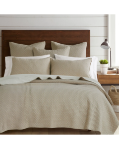 Quilt Set: Cross Stitch Taupe -TWIN, w/1 Standard Sham