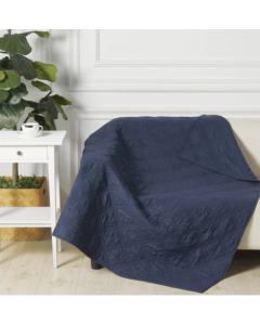 Quilted Throw: Washed Linen Navy